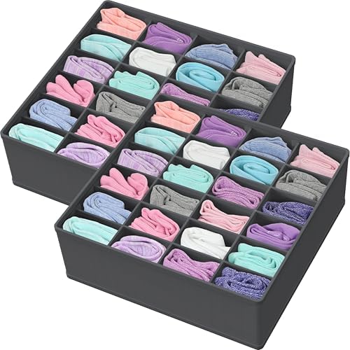 Simple Houseware 2 Pack Closet Sock Organizer, 24 Cell, Dark Gray by SimpleHouseware