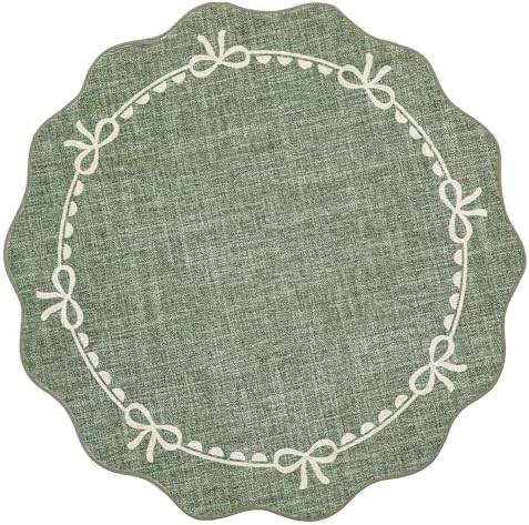 GarveeHome 4ft Round Rugs Washable Scalloped Bow Rug - Image 4