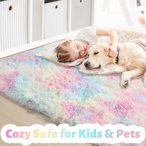 Amdrebio Rainbow Unicorn Large Area Rug 9x12 - Image 2