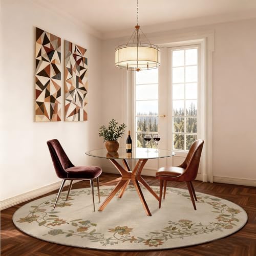 Washable Living Room Area Rug: 4ft Round Bedroom Rug Non Slip Circle Carpet - Image 6