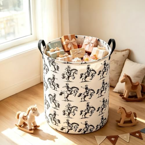 Western Cowboy Storage Bin Foldable Nursery Basket Cowboy - Image 5