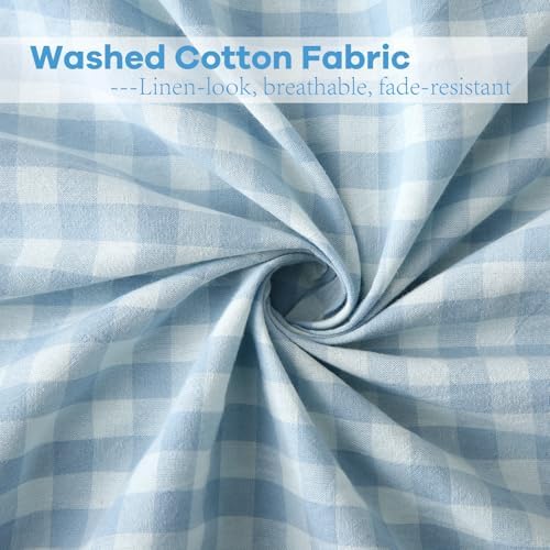 2 Pack Light Blue Gingham Ruffle Throw Pillow Covers 22''x22'' - Image 6