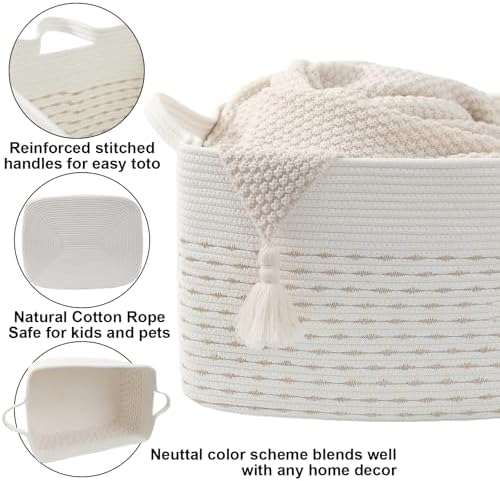 65L Large Laundry Basket with Handles, Woven Blanket Basket - Image 3