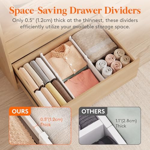 Lifewit 8" Tall Drawer Dividers, Adjustable Deep Drawer Organizer Clothes - Image 5