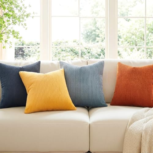 Topfinel Burnt Orange and Blue Couch Pillows Pack of 4 Decorative 16x16 Inch - Image 3