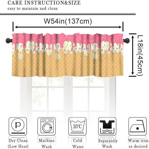 Ice Cream Valances Curtain Chocolate Pink White Waffles Pattern Window - Image 2