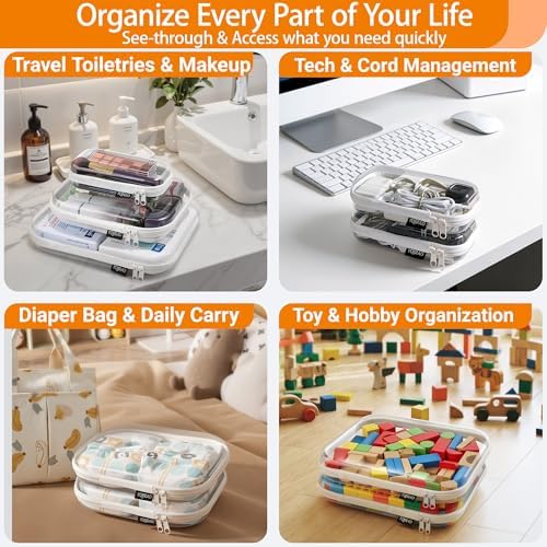 YQBRAO Clear Hard Shell Zipper Cases, Diaper Bag Organizer Pouches - Image 3