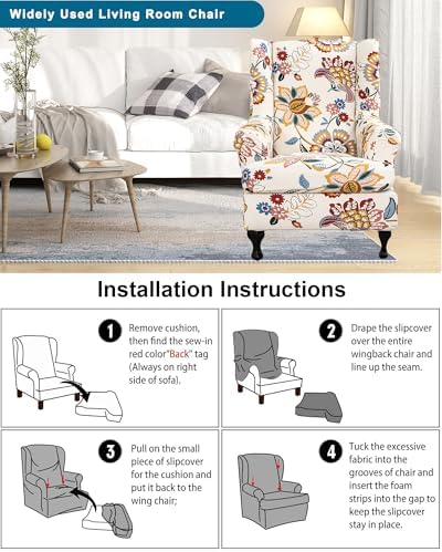 CRFATOP Wingback Chair Covers Wing Armchair Slipcovers - Image 6