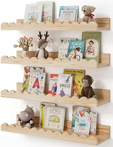 Shario Nursery Book Shelves, Scalloped Shelves, Wall Book Shelves by Welcome