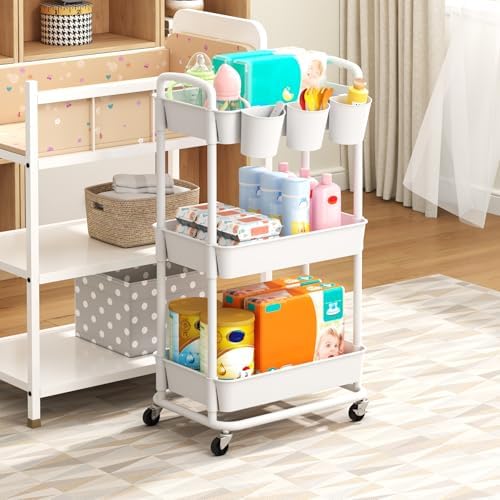 Baby Diaper Caddy, Locking Rolling Cart - Image 5