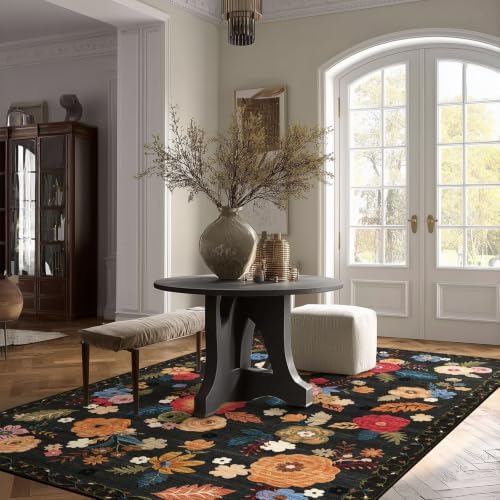 Area Rugs 9x12 Living Room: Washable Rug Non Slip Soft Floral Large Carpet - Image 5
