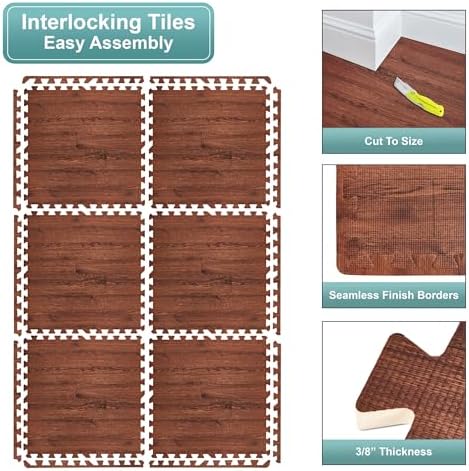 Sorbus Wood Grain Floor Tiles Foam Mat EVA Interlocking Mats Tile 3/8-Inch - Image 7