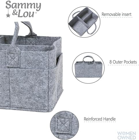 Sammy & Lou Collapsible Light Gray Felt Storage Caddy, Divided Design To Keep - Image 3
