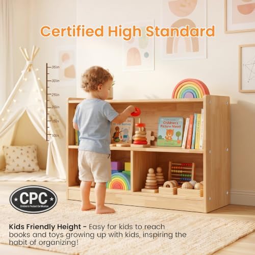 Sosola Large Kids Toy Storage & Cube Storage Organizer, 3 Compartment Solid - Image 4