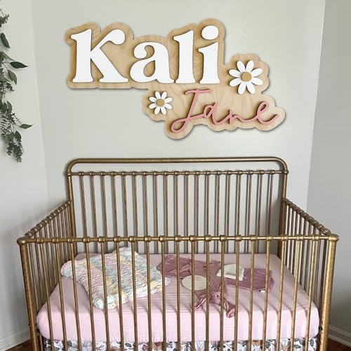 Personalized Wooden Nursery Name Sign, Custom Baby Room Wall Decor - Image 2