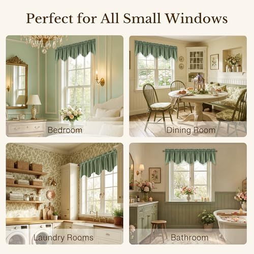 StangH Sage Green Valance for Windows 52x18 Inch, 1 Panel - Image 6