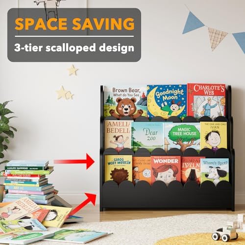 SpaceAid 3-Tier Scalloped Bookshelf, Montessori Bookcase - Image 6