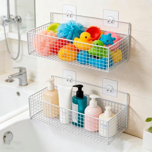 Bath Toy Storage, 2 Pack Metal Mesh Bath Toys Organizer - Image 3
