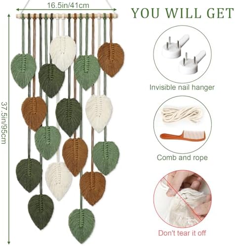 Vertical Macrame Wall Hanging Boho Home Decor Long Narrow Chic Wall Art - Image 2