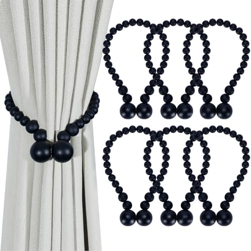KLOGTSIND Magnetic Curtain Tiebacks, 6 Pack Wood Bead Curtain Holdbacks by KLOGTSINDDirect