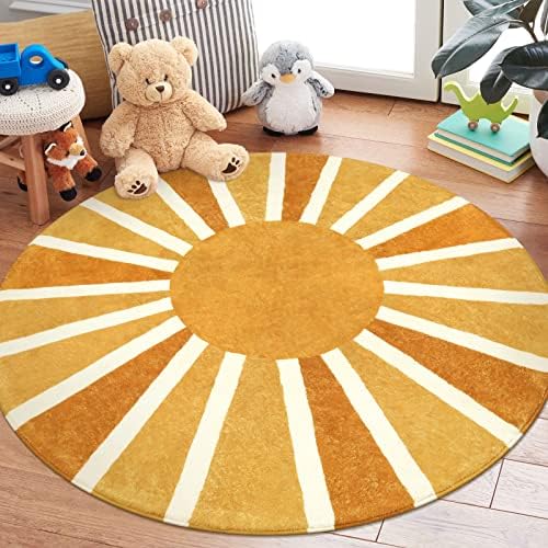 Lahome Boho Round Area Rug - 5Ft Soft Washable Round Classroom Rug - Image 6