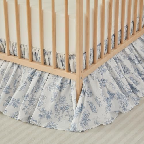 Brandream French Country Toile Floral Print Cotton Crib Skirt Toddler Bedskirt - Image 2