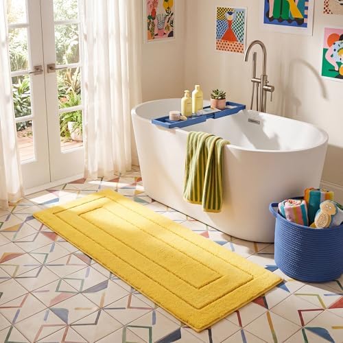 GRANNY SAYS Yellow Bathroom Runner Rug 59" x 24", Soft Microfiber Bath Mat by GRANNYSAYS
