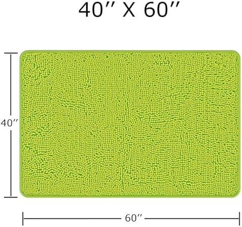 Yeaban Chenille Lime Green Bathroom Rug 40"x60", Non-Slip Rubber Backing - Image 2