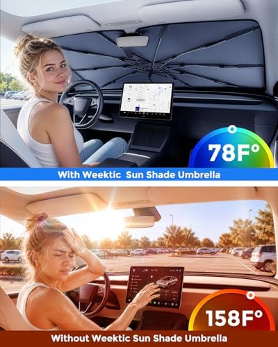 Weektic Windshield Sun Shade Umbrella, Sun & Heat Protection, Keep Car Cool & - Image 2