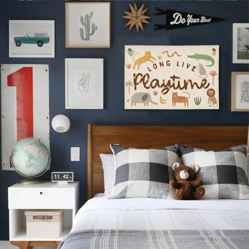 Playroom Woodland Animal Wall Decor, Toddler Playroom Decor Hanging Linen Banner - Image 4