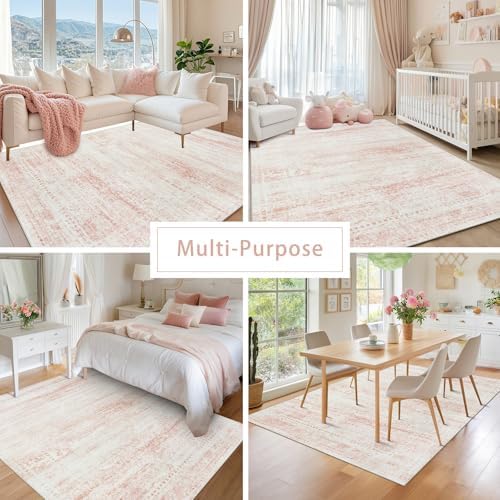 Pink Washable Rugs 8x10 Area Rugs - Image 5