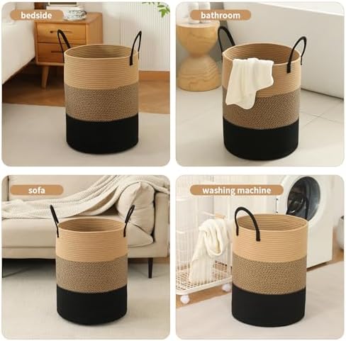 Laundry Basket Hamper Tall Rope Storage Woven - Image 5