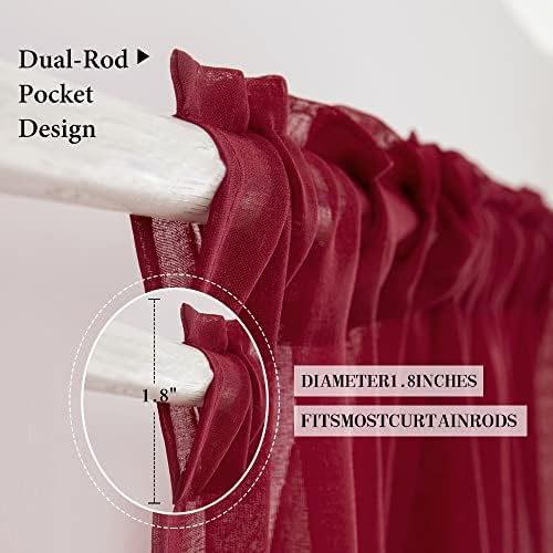MIULEE Burgundy Red Window Valance 1 Panel 54W x 18L - Image 2