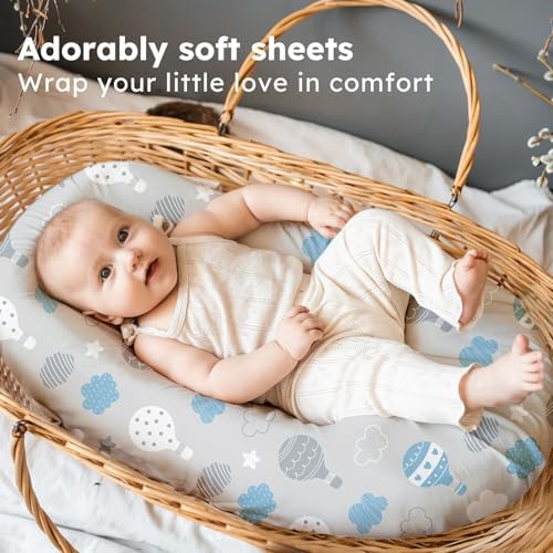 Baby Bassinet Sheets, 3 Pack Fitted Bassinet Mattress Sheets, Compatible - Image 6