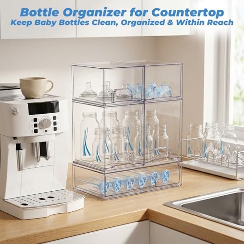 Baby Bottle Organizer for Countertop, 5 Stackable Storage Drawers - Image 4