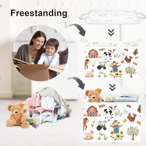 Clastyle Farm Animals Baby Laundry Hamper Leaf Kid Storage Basket Boy Girl Gift - Image 3