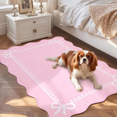 Garvee Scalloped Bow Rug Washable 2x3 Area Rug - Image 2