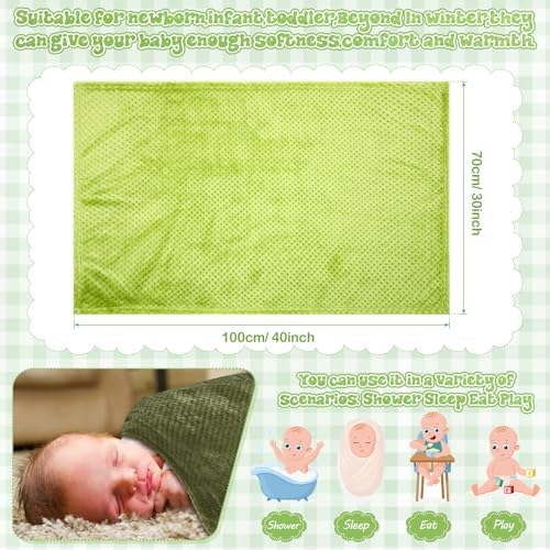 Newwiee 3 Pcs Baby Blankets Fleece Ultra Soft, Classic Color - Image 2