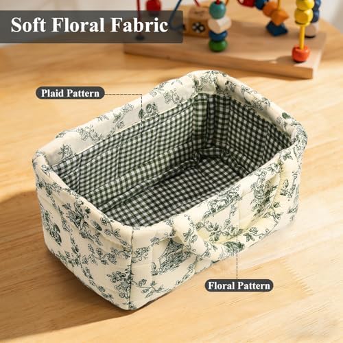 Small Storage Basket Organizer, Mini Fabric Floral Storage Baskets - Image 4