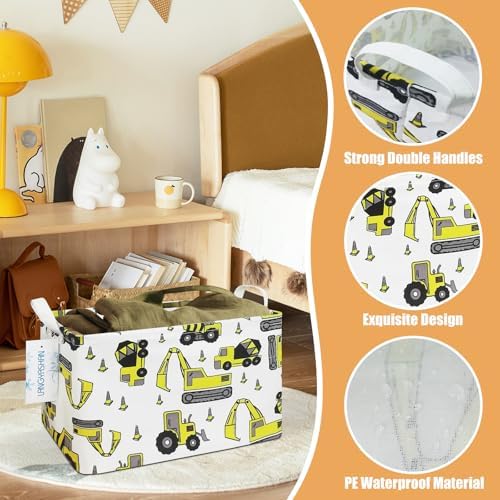 Rectangular Collapsible Storage Basket Nursery Organizer Engineering Car - Image 3