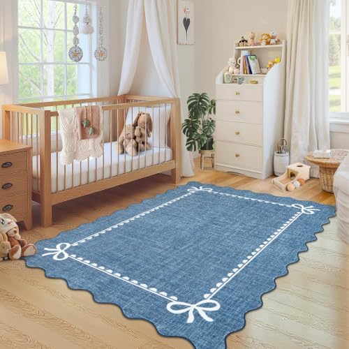 GarveeHome Scalloped Bow Rug 3x5 Washable Rugs by GarveeHome