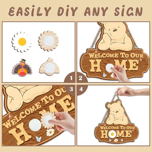 Winnie Welcome Sign for Door Decor, the Pooh Welcome to Our Home Sign - Image 4
