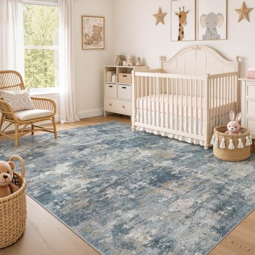 Nakagishi 9x12 Area Rugs Living Room: Washable Abstract Large Neutral Soft Rug - Image 7