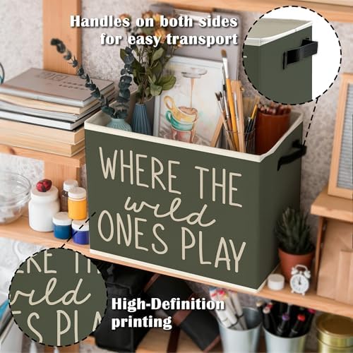 Olive Green Boho Classroom Storage Bins Box - Image 5