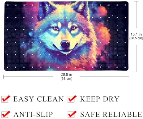 Shower Mat Non Slip 26.8 x 15.1 Inches, Wolf Nebula Bathtub Mat Shower Stall - Image 4