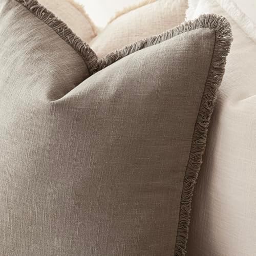 Foindtower Decorative Linen Fringe Lumbar Throw Pillow Covers Cozy Boho - Image 5
