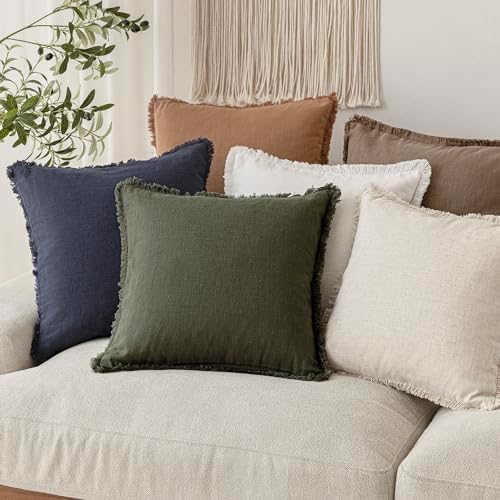 Foindtower Decorative Linen Fringe Lumbar Throw Pillow Covers Cozy Boho - Image 7