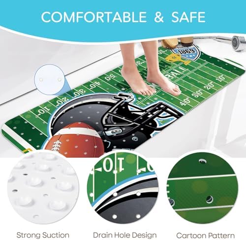 SHUCHING Green Bath Mat for Tub Non Slip for Baby-40x16 Inch - Image 5