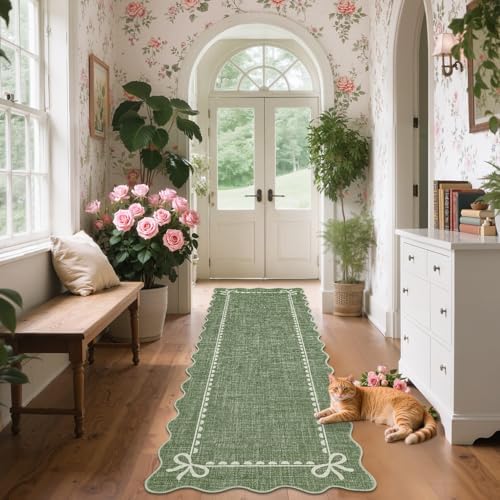 GarveeHome Scalloped Hallway Runner Rug 2.5x8 Non Slip Bedroom Rugs - Image 2