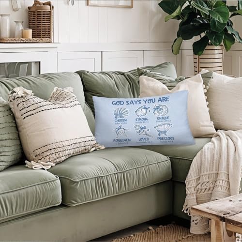 Blue Coastal Beach Christian 12x20 Pillow Cover, Preppy Beach Room Decor - Image 4